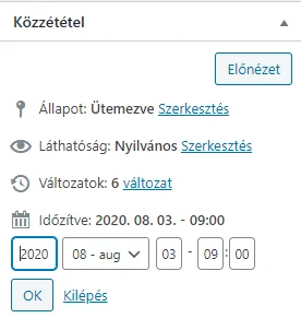 Wordpress időzítő