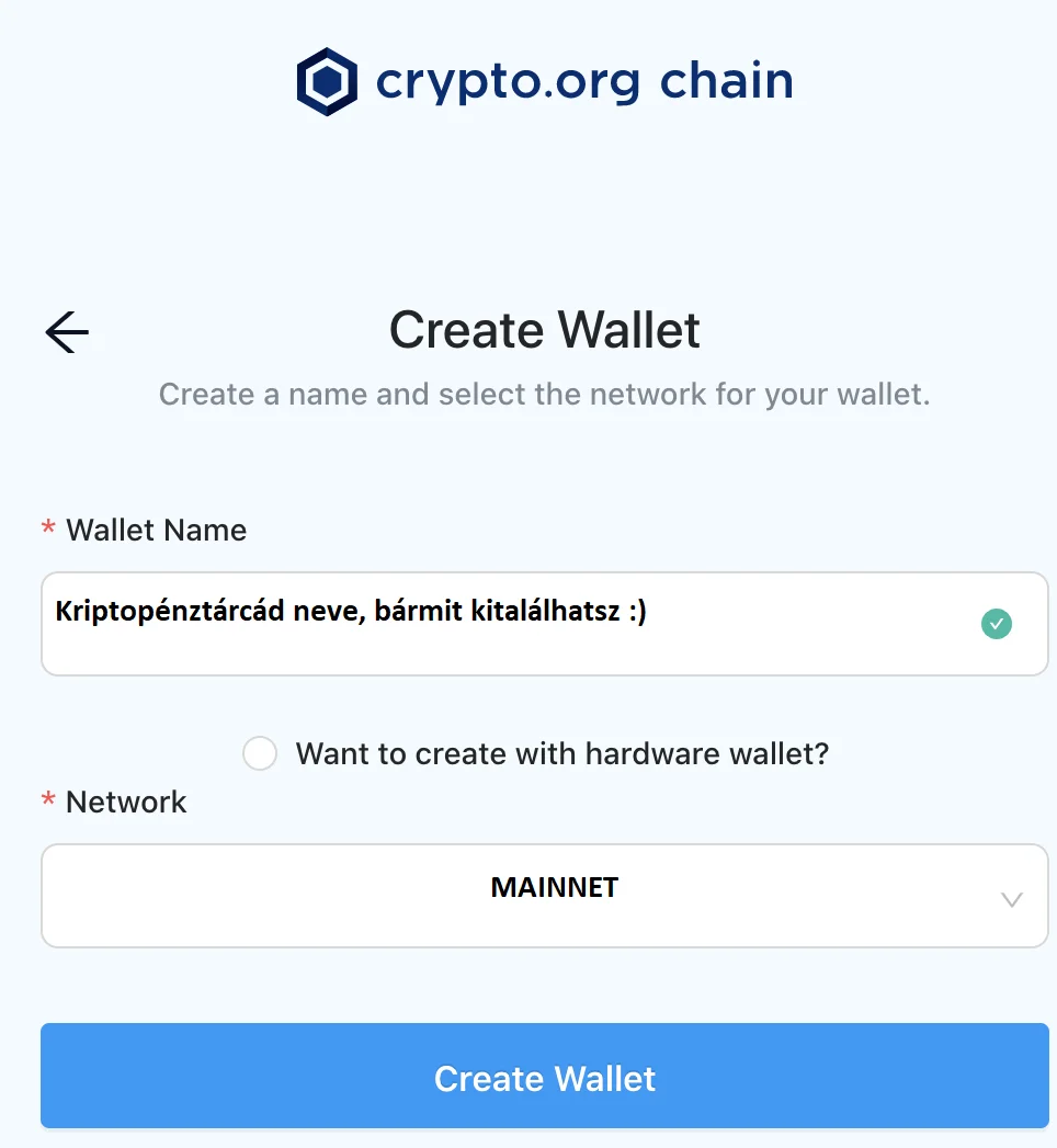 Crypto.org Chain Desktop Wallet - create wallet - kriptopÃ©nztÃ¡rca lÃ©trehozÃ¡sa