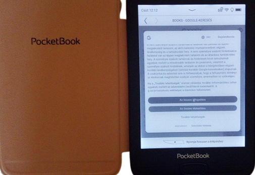 PocketBook Basic Lux 3 az ÁSZF elfogadása ha szeretnéd használni a Google keresőgépet.