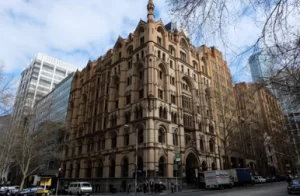 Az egykori National Mutual Building, Melbourne Ausztrália. Remek irodaházak, szép panoráma.