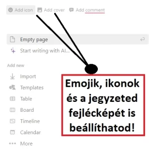 A Notion online jegyzettömb segítségével ikonokkal, emojikkal és borítóképekkel is elláthatjuk a létrehozott tartalmakat.