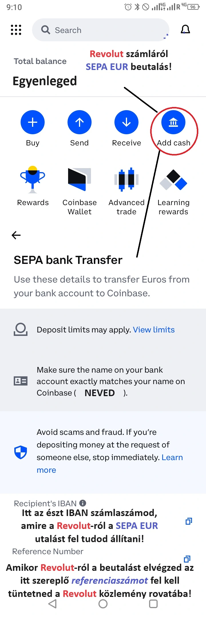 Hogyan tudsz Coinbase számládra beutalni? Javaslom, hogy SEPA EUR beutalást alkalmaz és használd a Revolut céget.