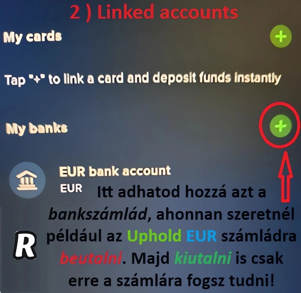 Bankszámla megadása az Uphold kriptotárca számára