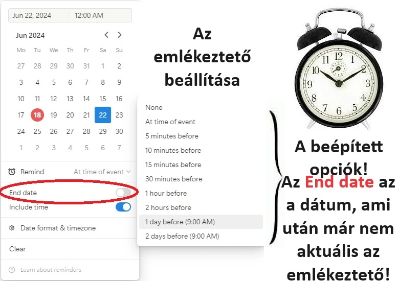 Notion emlékeztető beállítása