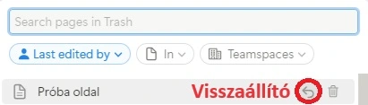 Notion : a véletlenül törlődött oldal visszaállítása!