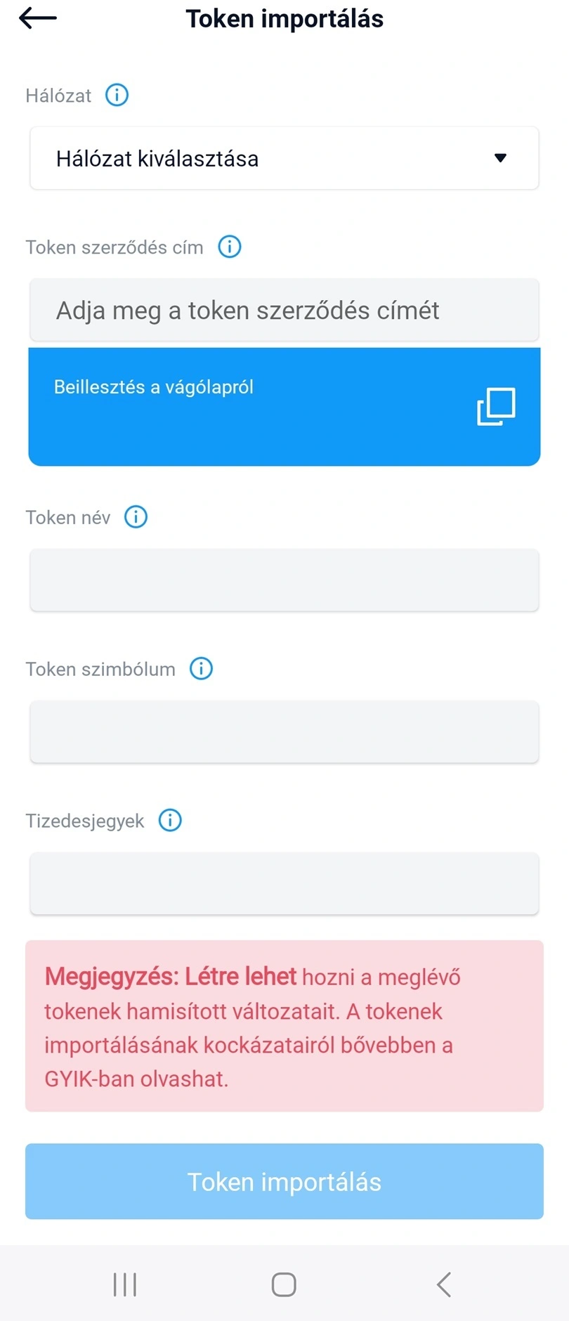 USDC token importálása Crypto.com ONCHAIN tárcába KCC hálózaton.