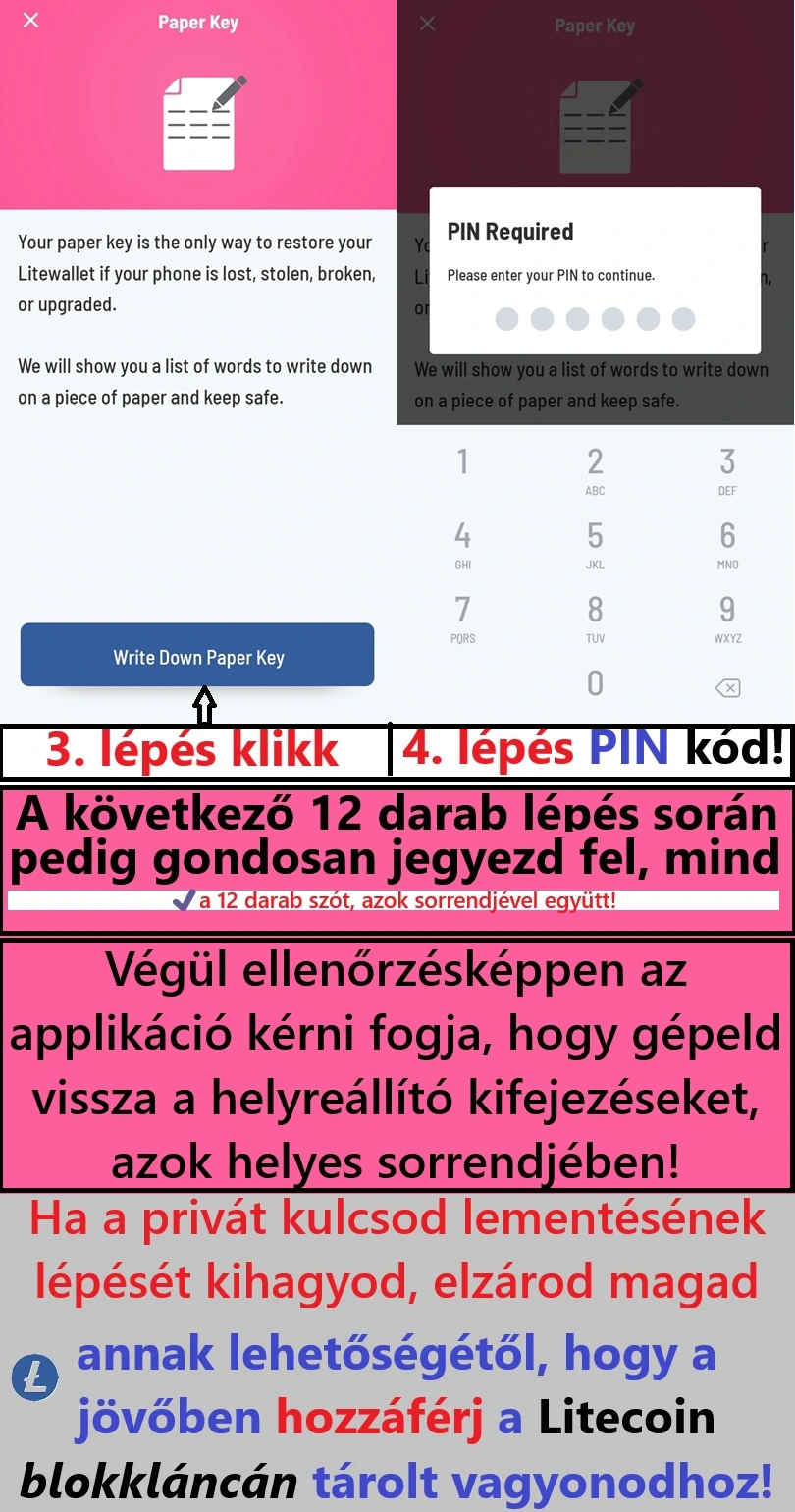 Litewallet kriptotárca létrehozása során, gondoskodnod kell a privát kulcsot gondos megőrzéséről!