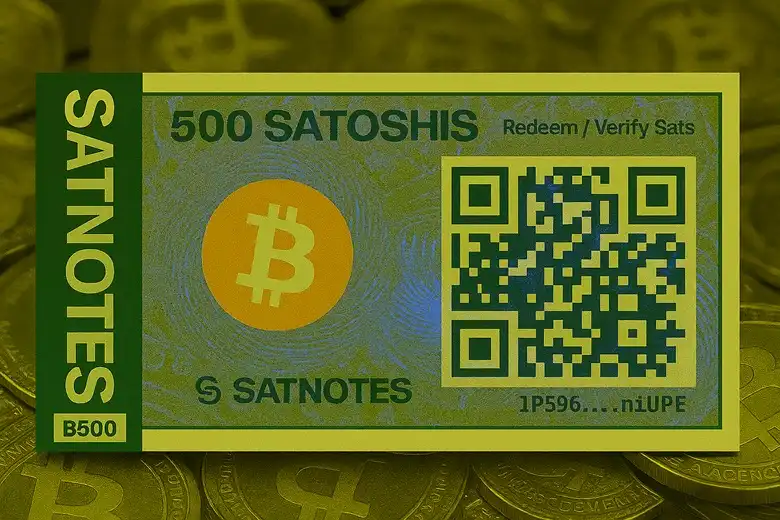 Bitcoin készpénz a 2026. január 1-jétől kísérleti jelleggel kibocsájtott Satnotes bankó, természetesen csak illusztrációja.