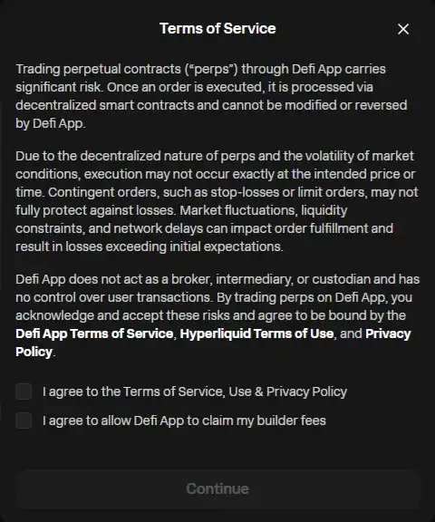 A defi app kriptotárca felhasználási feltételei.