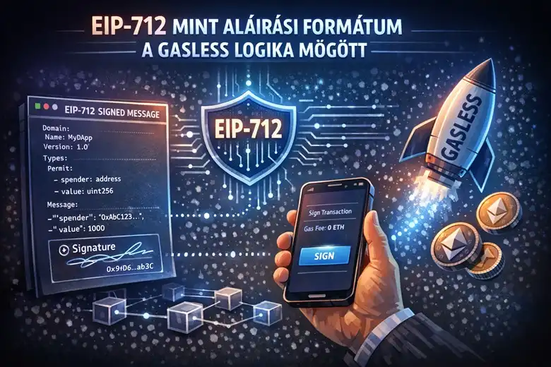 EIP-712 gasless aláírás – strukturált, típusos tranzakciók biztonságos jóváhagyása relayeren keresztül, Web3 UX forradalom.